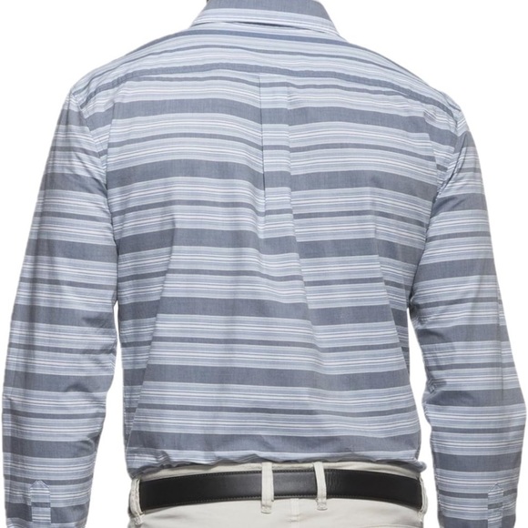 NWT johnnie-O Chandler Indigo Striped Long Sleeve Button-Down Shirt Medium - Picture 2 of 13